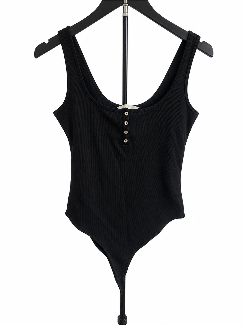H&M Black Ribbed Henley Tank
